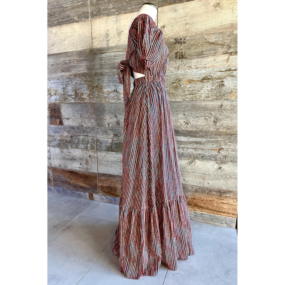 Ramy Brook NWT Megan Striped Maxi Dress S Deco Rose Reversible Feminine Cottage - Picture 8 of 15